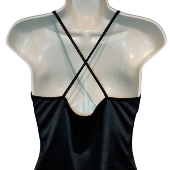 Windsor Black Satin Bodycon Dress – Crisscross Back, Stretchy Fit - Picture 5 of 8